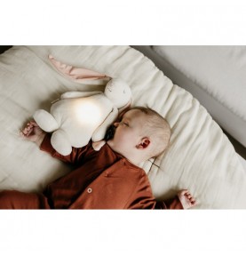 Bébé dormant avec Lapin magique Moonie crème rose