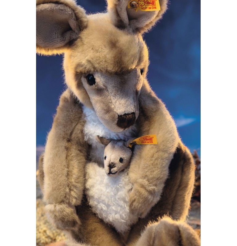 Peluche marionnette Kangourou avec bébé