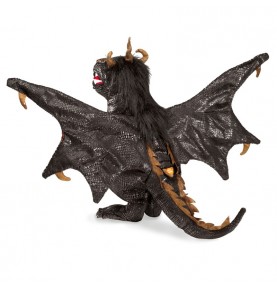 Marionnette à main Dragon noir signée Folkmanis vue de dos