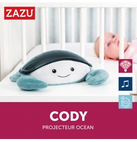 Peluche projecteur océanique Cody le crabe de la marque Zazu