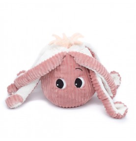 Peluche Ptipotos pieuvre maman bébé rose signée Les Déglingos, vue de la poche où se cache le bébé