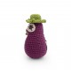 Régine la mini Aubergine - hochet en coton bio Veggy toy de la marque Myum, vue de profil