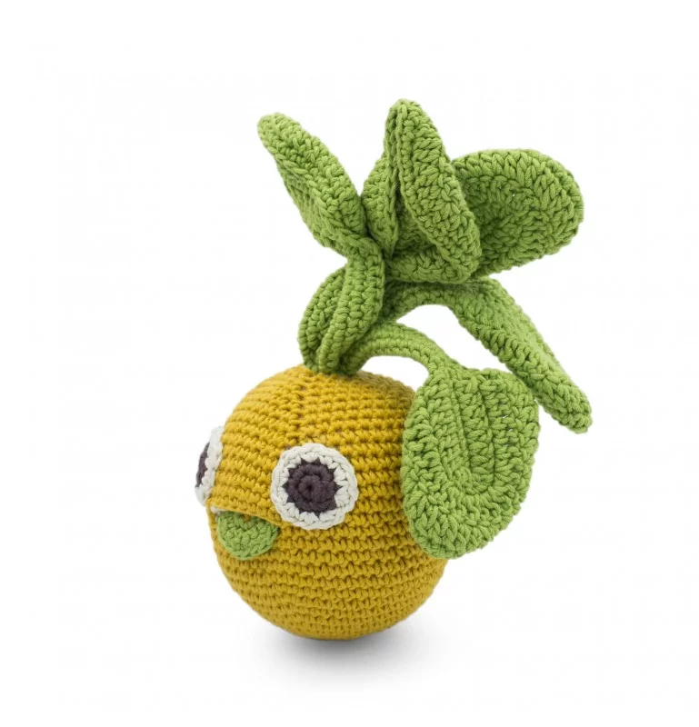 Jouet apaisant Abeille en crochet en coton bio - Myum -The veggy toys