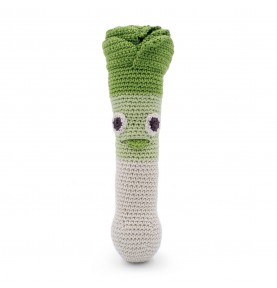 Orso le Poireau - hochet pour bébé en coton bio de la collection Veggy Toys de la marque MyuM, vue de face