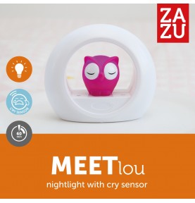 Veilleuse Lou avec détecteur de pleurs le hibou rose de la marque Zazu