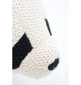 Peluche panda en crochet MINI signée Crochetts, gros plan sur le museau