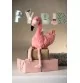 Peluche flamant rose Jill - 30 cm signée Steiff assis sur une boite