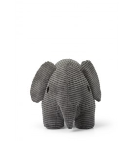 Peluche éléphant en velours côtelé - 33 cm signé Bon Ton Toys, vue de face