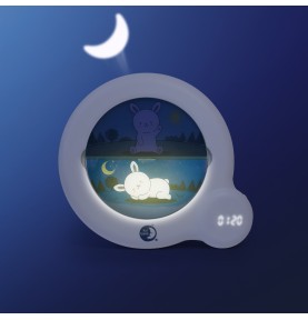 Veilleuse indicatrice de réveil Kid'Sleep Essential signée Pabobo en position sommeil avec projection de la lune