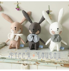 Peluches lapins de différentes couleurs signées Picca Loulou