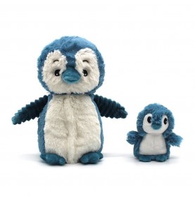 Peluche pingouin Iglou maman et son bébé bleu signée Les Deglingos