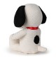 peluche  Snoopy assis en velours côtelé crème dans boîte  cadeau - 27 cm, vue de profil