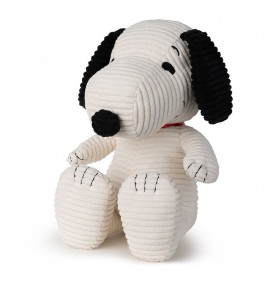 peluche  Snoopy assis en velours côtelé crème - 27 cm