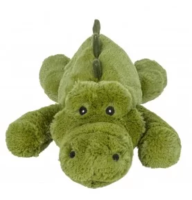 Bouillotte peluche crocodile signée l'artisan du bien-être, vue de de face