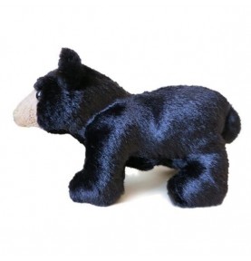 Marionnette à doigt Mini ours noir signée Folkmanis, vue de profil