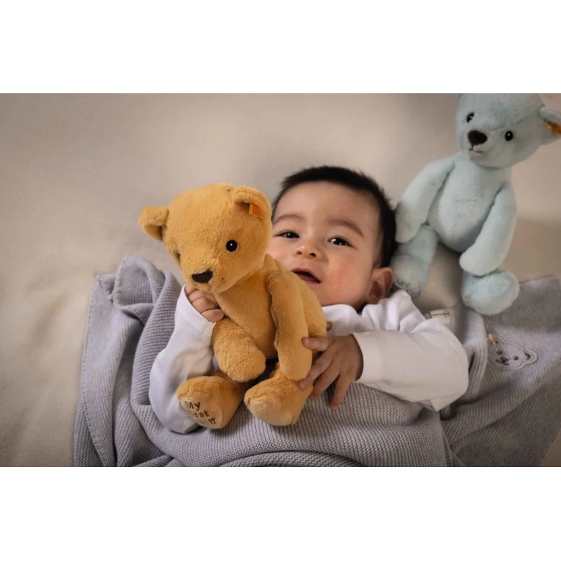 Ours Teddy My First Steiff – 26 Cm, Peluche Beige Douce Et Lavable – Doudou Câlin Pour Bébé – Qualité Premium