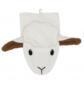 Gant de toilette marionnette mouton en coton bio