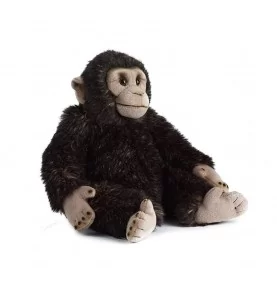 Peluche singe chimpanzé - 30 cm signée Living Nature, vue de demi-profil