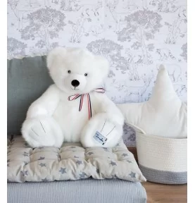 Ours en peluche - L'OURS FRANCAIS 35 cm - Blanc neige signé Mailou Tradition