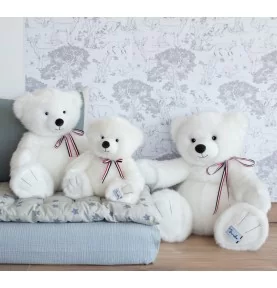 Ours en peluche - L'OURS FRANCAIS 35 cm - Blanc neige signé Mailou Tradition