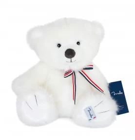 Ours en peluche - L'OURS FRANCAIS 35 cm - Blanc neige signé Mailou Tradition