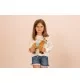 Jeune fille jouant avec Peluche cheval debout avec selle - 23 cm signée Teddy Hermann