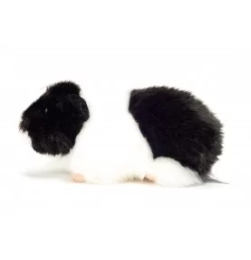 Peluche cochon d'Inde noir et blanc - 20 cm signée Teddy Hermann, vue de profil