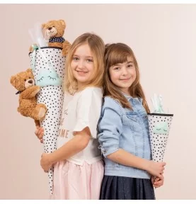 Jeunes filles jouant avec ours en peluche Rufus - 30 cm signé Teddy Hermann