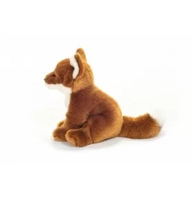 Peluche renard roux assis - 20 cm signée Teddy Hermann, vue de profil