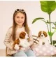 Jeune fille jouant avec Peluche Saint Bernard assis - 25 cm signée Teddy Hermann