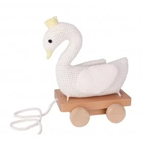 Peluche à tirer cygne signée Sindibaba