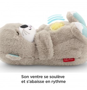 Doudou loutre qui respire "Ma Loutre Câlins" signé Fisher-Price, son ventre se soulève et s'abaisse en rythme