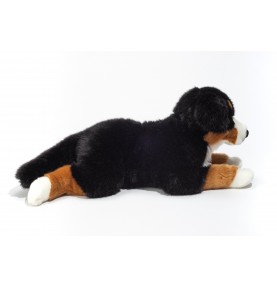 Peluche chien bouvier bernois couché - 60 cm signée Teddy Hermann, vue de profil